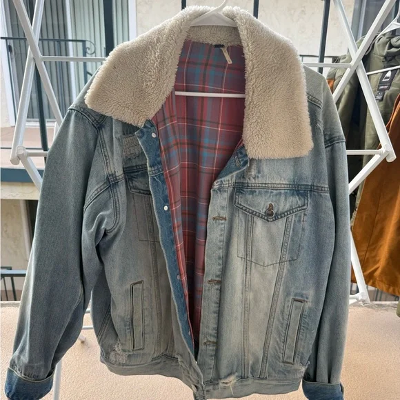 Free people Denim Sherpa-Lined Jacket - Picture 4 of 4